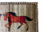 4 X 7 Handmade Hand-Knotted Quality Wool Rug Pictorial Horses Veggie Dyes Tribal - Jewel Rugs