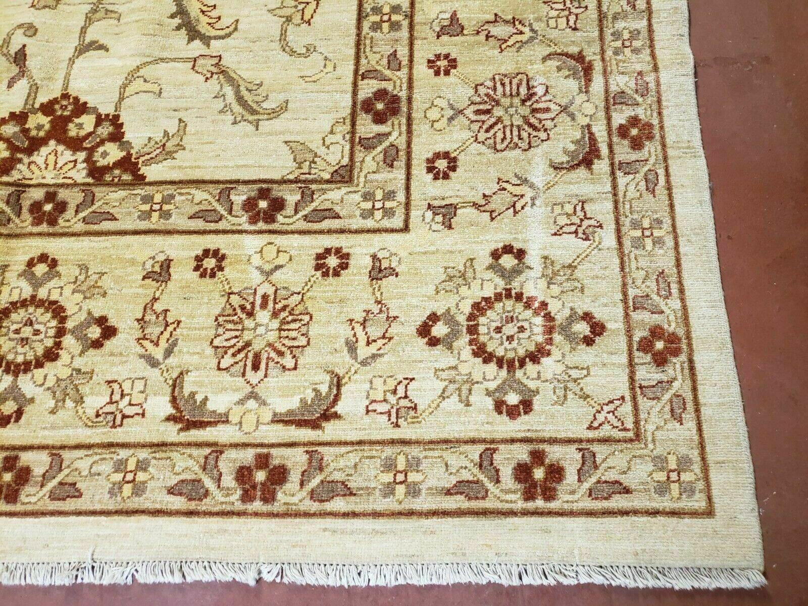 Oushak Rug 10x14 Neutral Colors Handmade Peshawar Wool Carpet Oatmeal Beige - Jewel Rugs