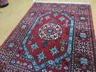 4' X 6' Vintage Wool Carpet - Handmade Moroccan Urban Rabat Red Rug - Jewel Rugs