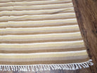 Indian Striped Blanket 6x9, Large Indo Kilim Area Rug, Earthern Tones Woolen Hand-Woven Flatweave South American Style Queen Size Bedspread - Jewel Rugs