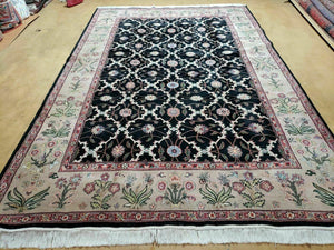 6' X 9' Handmade India Floral Oriental Wool Rug Carpet Hand Knotted Nice Black - Jewel Rugs