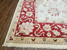 9' X 12' Handmade Pak Peshawar Oushak Wool Rug Oatmeal Beige Red Organic Nice - Jewel Rugs