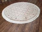 6x6 Round Oriental Rug Mahi Pattern Persian Design Ivory 6ft Round Area Rug Hand-Knotted Vintage Herati Oval Carpet Fine - Jewel Rugs