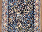 Semi Antique Persian Isfahan Rug, Hand-Knotted, Tree of Life Pattern with Animal Motifs, Dark Blue and Taupe, Kork Wool on Silk Foundation, 2'4" x 3'5" - Jewel Rugs