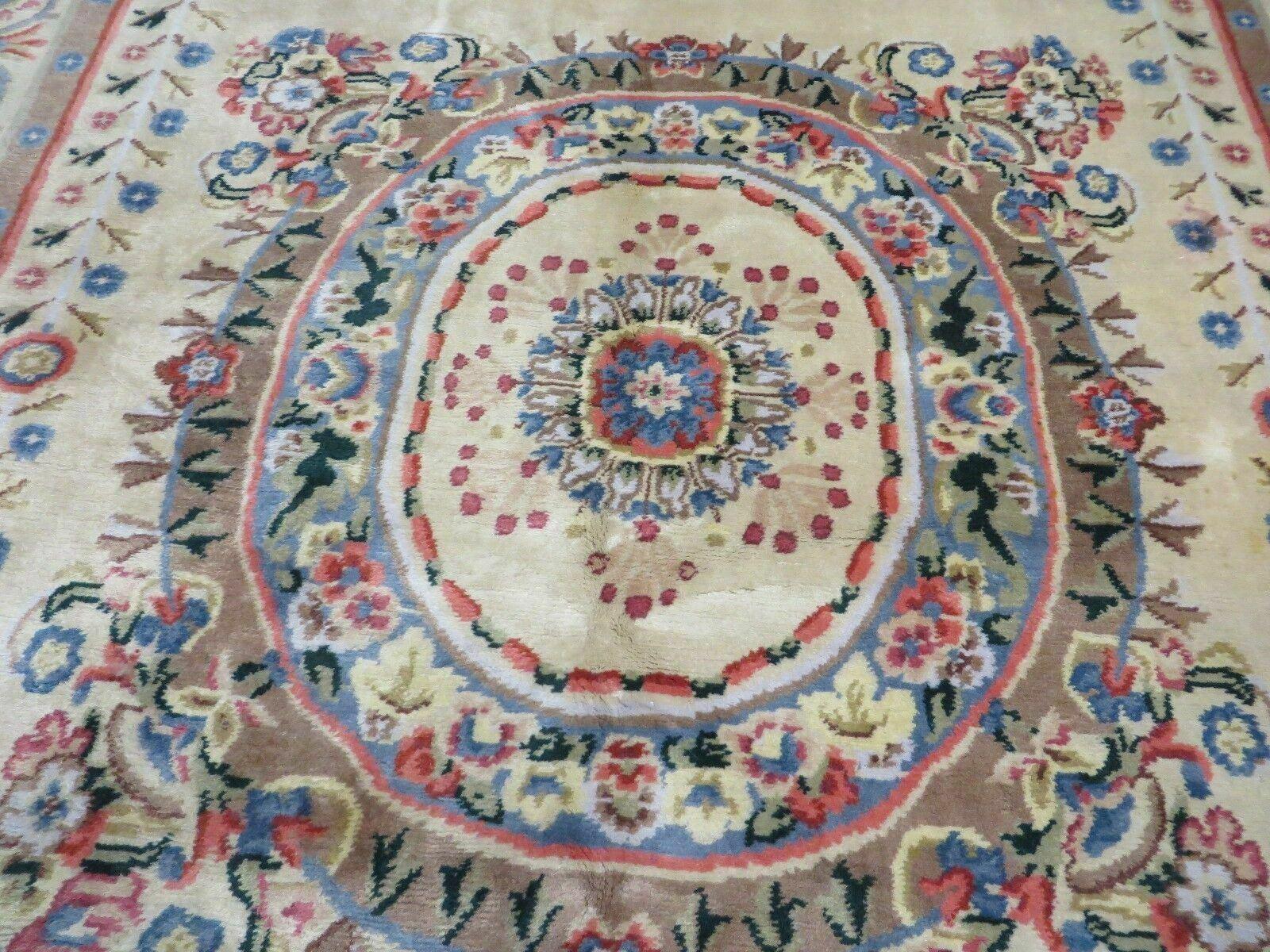 8' X 10' Vintage Handmade Wool Rug Aubusson Savonnerie Design European Nice - Jewel Rugs