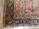 Antique Persian Kashan Rug, Manchester Wool, Red & Blue, Hand-Knotted, Allover Floral Pattern, 4'3" x 6'10" - Jewel Rugs