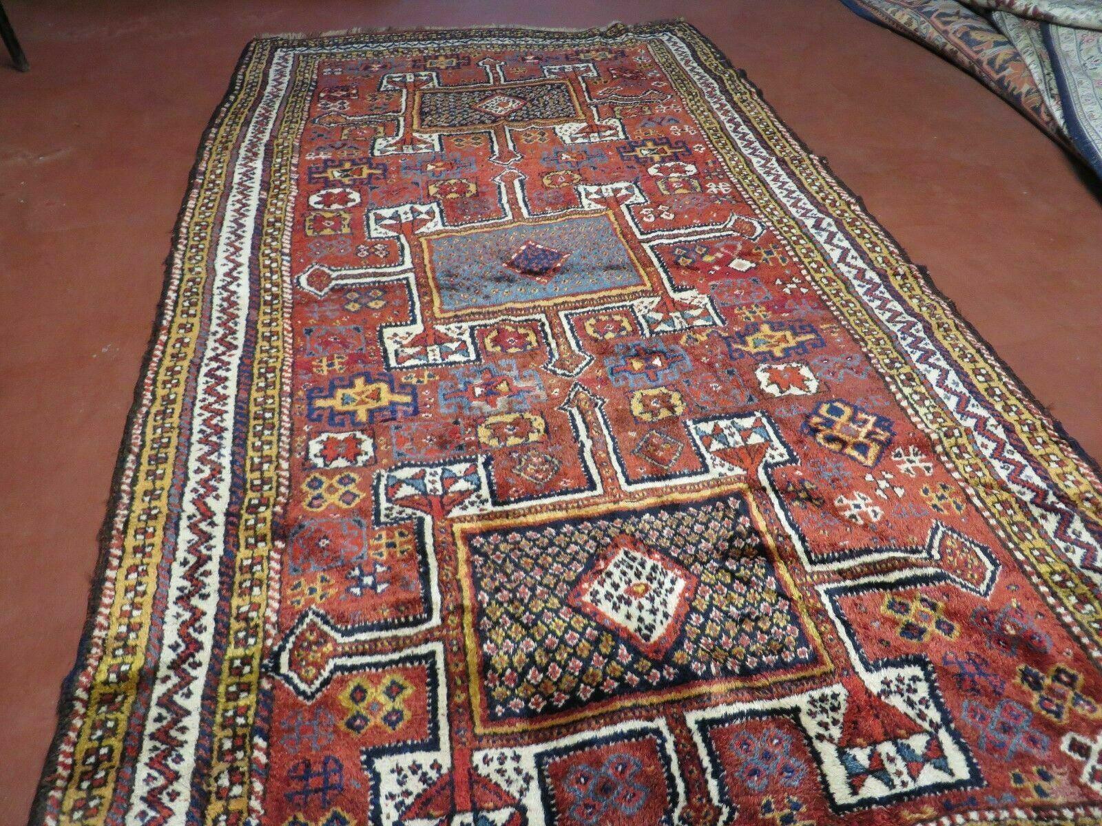 Antique Moroccan Runner Rug 4x9, Wide Runner, Hand Knotted Tribal Oriental Carpet, Hallway Rug, Geometric Medallions, Red, Bohemian Rug Nice - Jewel Rugs