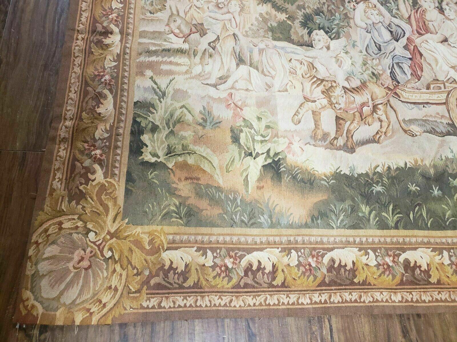 4' 6" X 6' Tapestry French Design Handmade Aubusson Weave Nature One Of A Kind - Jewel Rugs