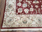 Vintage Traditional Oriental Area Rug, Hand-Knotted, Wool & Silk Accents, Maroon Red and Beige, 6x9 Carpet, 5' 9" x 9' - Jewel Rugs