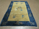 4' X 7' Antique Handmade Chinese Peking Art Deco Wool Rug Flower Beige - Jewel Rugs