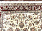 Pak Persian Rug 6x9, Floral Allover Carpet 6 x 9 ft, Cream and Maroon Hand Knotted Wool and Silk Fine Oriental Rug, Traditional Vintage Rug - Jewel Rugs