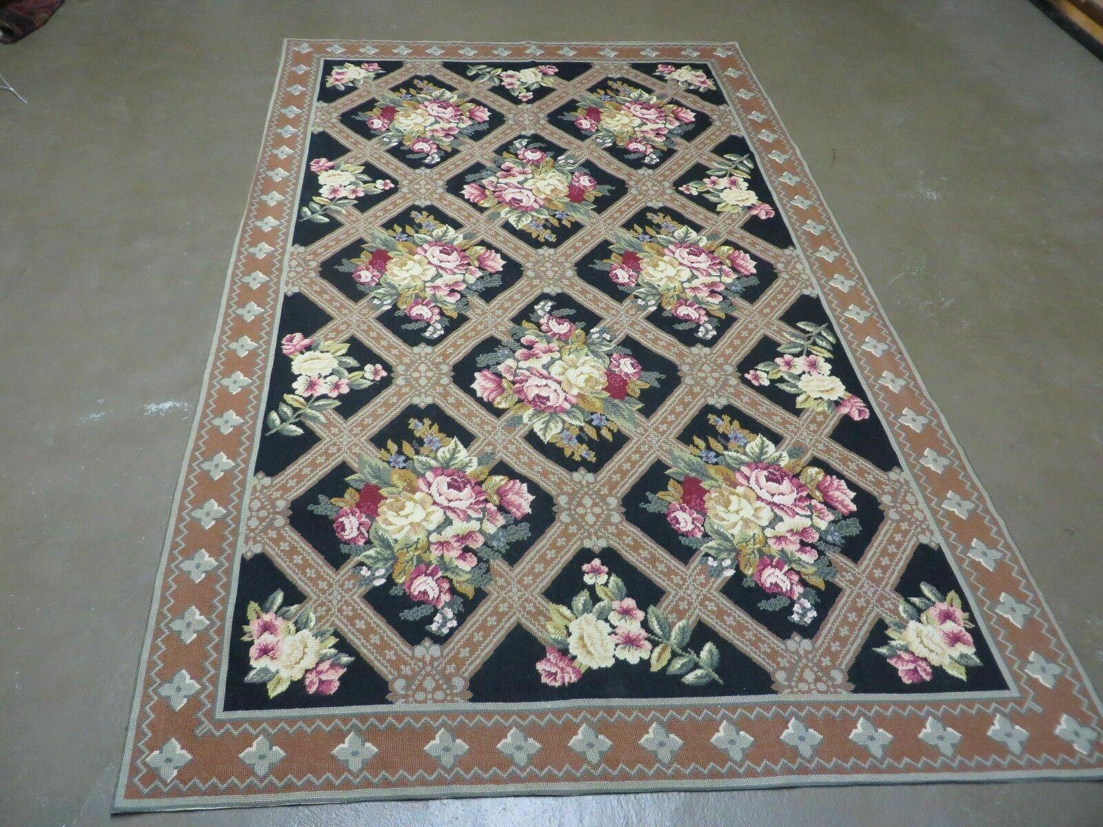 5' X 7' Handmade French Garden Aubusson Savonnerie Design Needlepoint Rug Traditional Classical Home Décor - Jewel Rugs