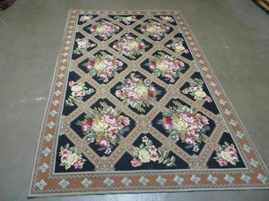 5' X 7' Handmade French Garden Aubusson Savonnerie Design Needlepoint Rug Traditional Classical Home Décor - Jewel Rugs