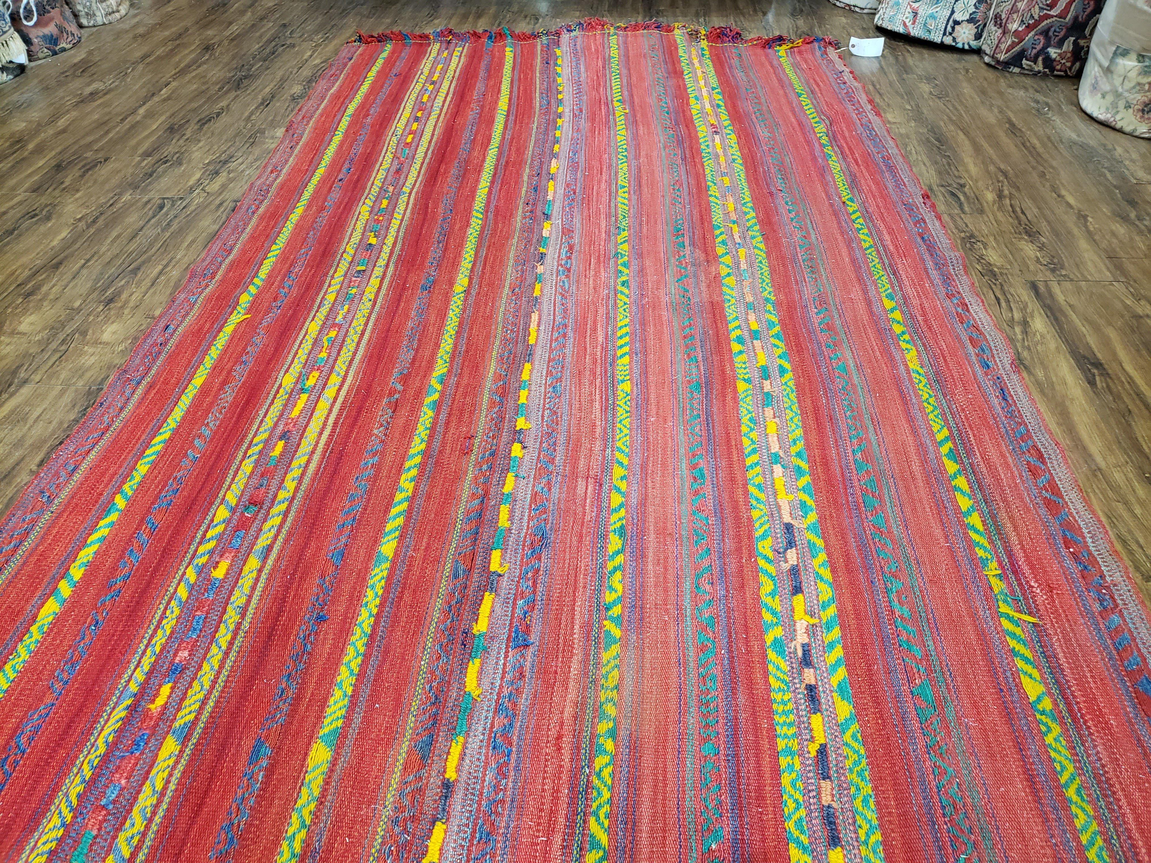 Vintage Turkish Jajim Kilim Flat Weave Rug with Colorful Stripes, Anatolian Kilim Rug, Jijim Cicim Carpet, 5x11 Boho Rug Multicolor, Unique - Jewel Rugs