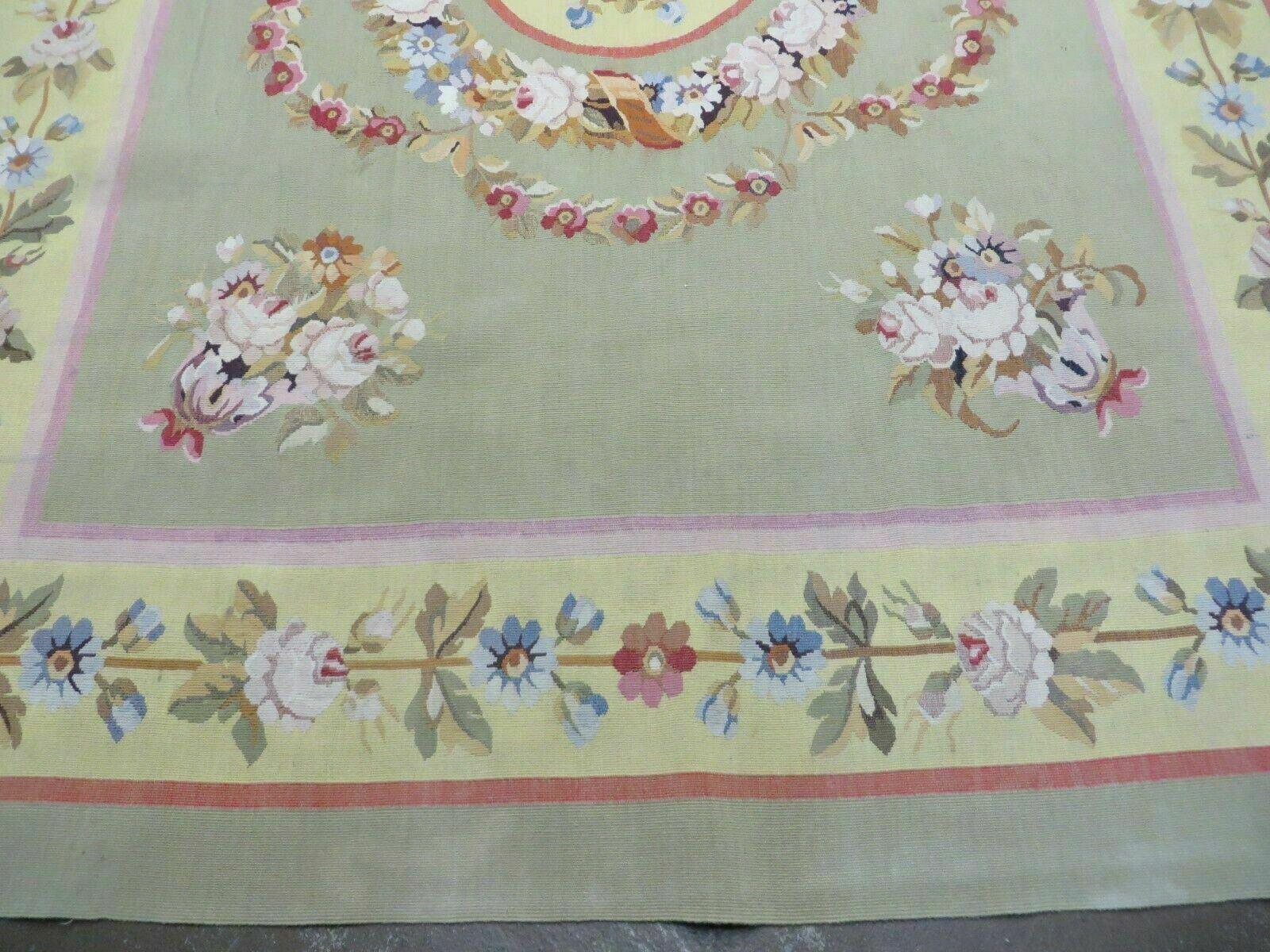 5' X 7' Vintage Handmade Aubusson Needlepoint Flat Pile Weave Wool Rug Nice - Jewel Rugs