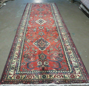 3' 8" X 10' 3" Antique Handmade Turkish Wool Runner Red Rug - Jewel Rugs