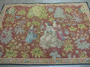 4' X 5' Antique Tapestry Belgium Handmade Petitpoint Needlepoint One Of A Kind - Jewel Rugs