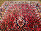 Vintage Persian Hamedan Dargazin Rug, Red, Hand-Knotted, Wool, 7' x 10' 2" - Jewel Rugs