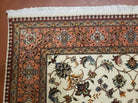 Semi Antique Persian Tabriz Rug, Beige and Salmon Red, Floral Pattern, Hand Knotted, Wool, 5x7 ft - Jewel Rugs