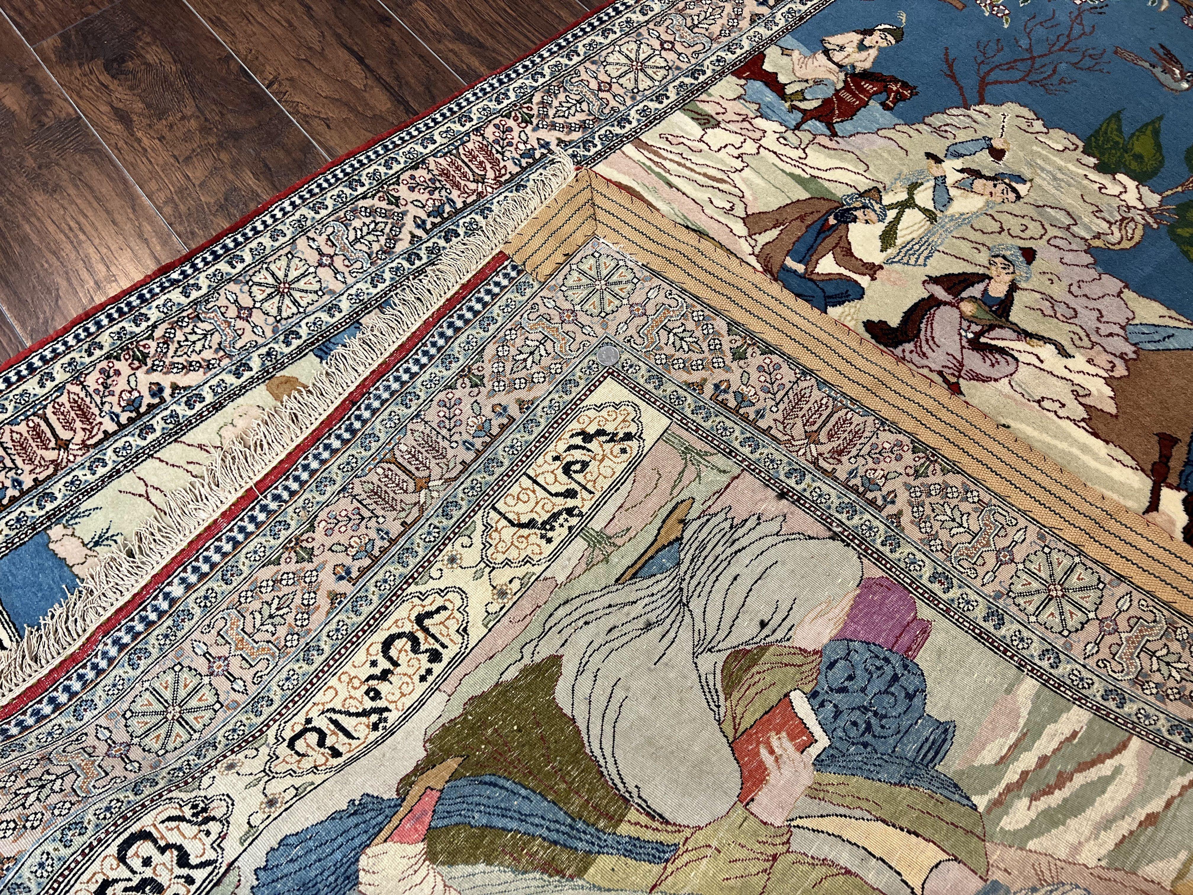 Vintage Persian Qum Pictorial Rug 5x7 - Wool & Silk - Jewel Rugs