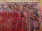 Vintage Persian Hamedan Dargazin Rug, Red, Hand-Knotted, Wool, 7' x 10' 2" - Jewel Rugs