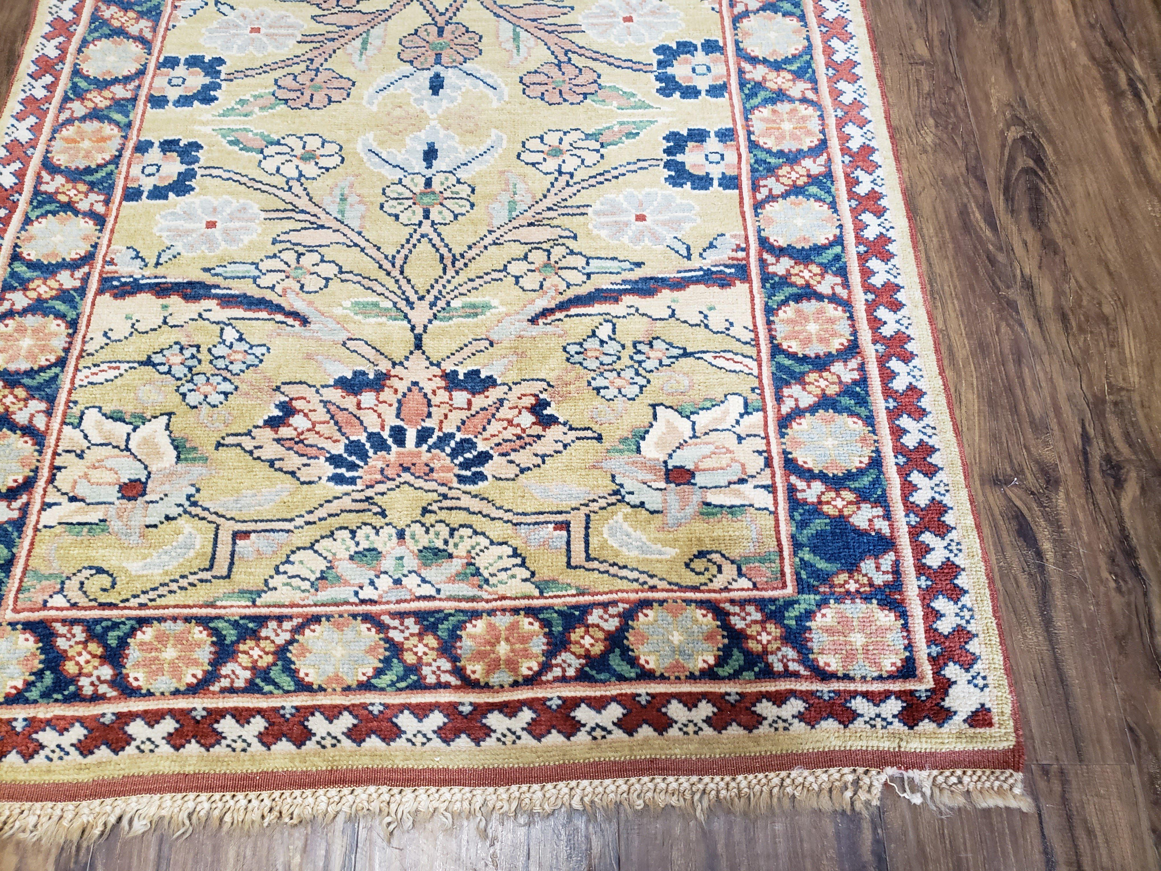 Hallway Runner Rug, Kitchen Runner, Sultanabad Hand Knotted Rug, Farmhouse Rug, 1950s Rug, Mahal Rug, Turkish Rug, Long Runner, Yellow - Jewel Rugs