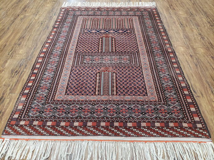 Vintage Turkoman Bokhara Rug 4x6, Four Seasons Pakistan Bukhara Turkmen Engsi Yamud Carpet, Fine Tribal Rug, Wool, Hand-Knotted, Brown, Nice - Jewel Rugs