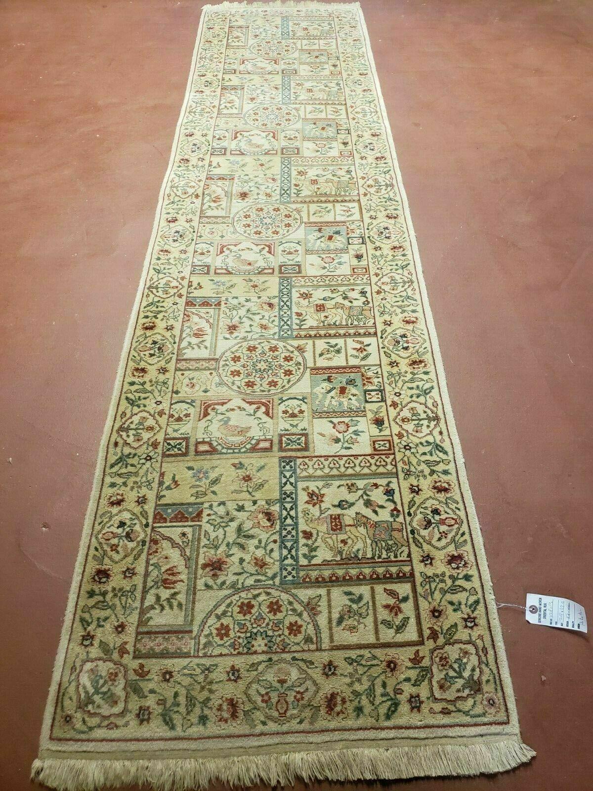 2' 5" X 12' Handmade India Floral Oriental Wool Runner Rug Horse Elephant Animal Pictorial Nice - Jewel Rugs