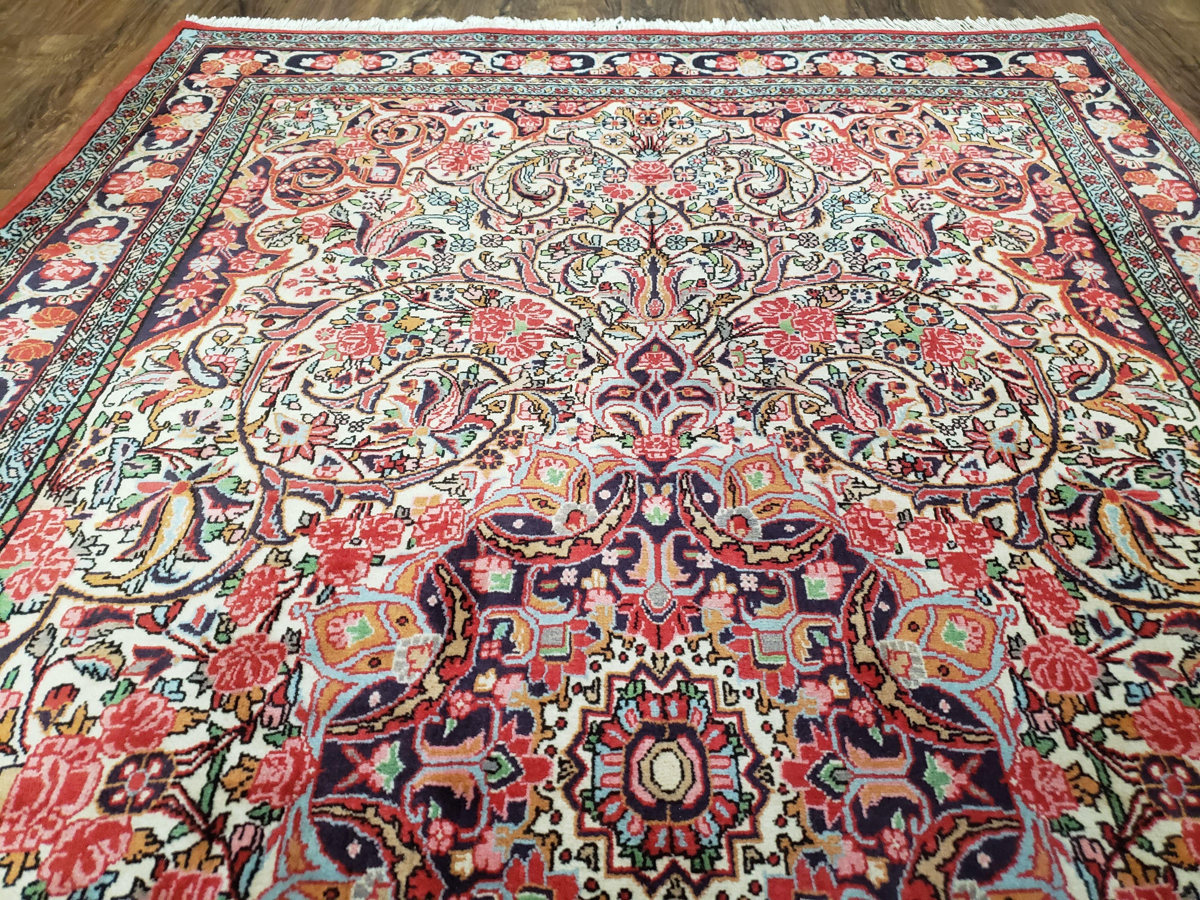 Semi Antique Persian Bidjar Rug, Red & Beige, Hand-Knotted, Wool, 4'7" x 7'10" - Jewel Rugs