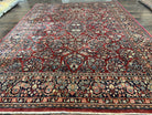 1920s Persian Sarouk Rug 9x12, Red Persian Carpet, High Quality Persian Rug, Allover Floral Pattern, Antique Oriental Rug, Wool Handmade Room Sized - Jewel Rugs