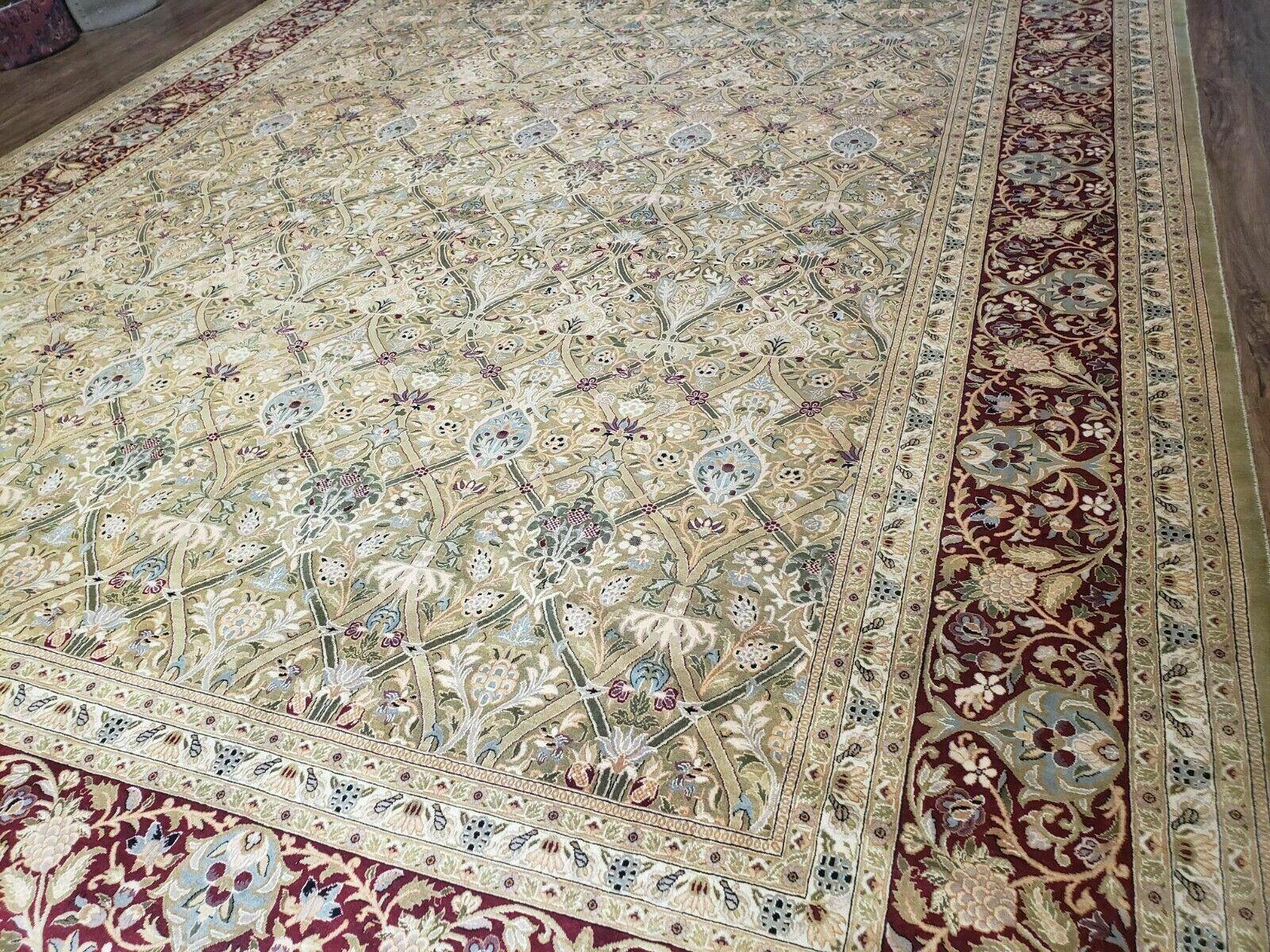 10' X 14' Magnificent Handmade Wool Rug Allover Transitional Goldish Green Wow - Jewel Rugs