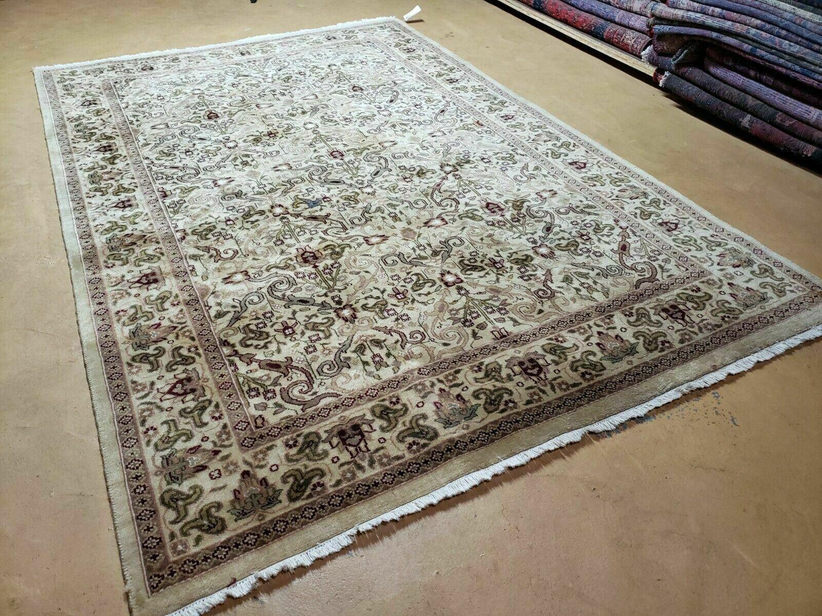 6' X 9' Vintage Handmade India Floral Oriental Agra Wool Rug Vegetable Dyes - Jewel Rugs