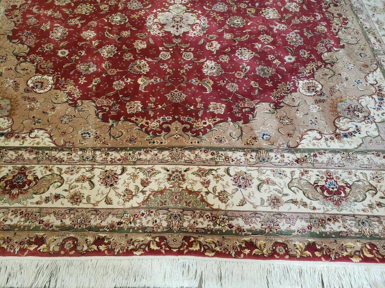 10' X 14' Handmade Fine Wool Rug Carpet Silk Accent Floral Dome Medallion Red Wow - Jewel Rugs