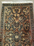 2' X 4' Antique Handmade Sarouk Floral Wool Rug Blue Organic Vegetable Dye Nice - Jewel Rugs