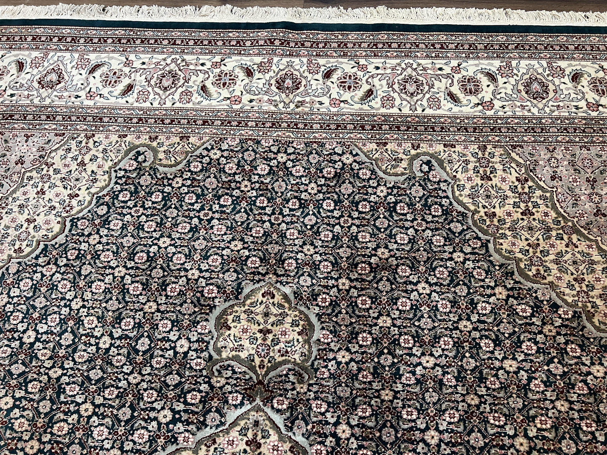 Sino Persian Rug 9x12, Dark Green and Ivory, Medallion, Mahi Herati, E Jewel Rugs