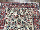 Vintage Persian Sarouk Carpet 4.2 x 6.8, Light Colored Field, Wool Persian Rug 4x7, Hand-Knotted Rug, Allover Floral Pattern, Cream Red Blue, Nice - Jewel Rugs