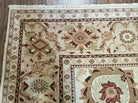 9' X 12' Handmade Indian Floral Wool Rug Hand Knotted Carpet Tea Washed Beige - Jewel Rugs