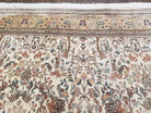 Semi Antique Persian Tabatabaie Tabriz Rug, Animal Pictorials, Ivory & Gold, Hand-Knotted, Wool, 7' 10" x 10' 6" - Jewel Rugs