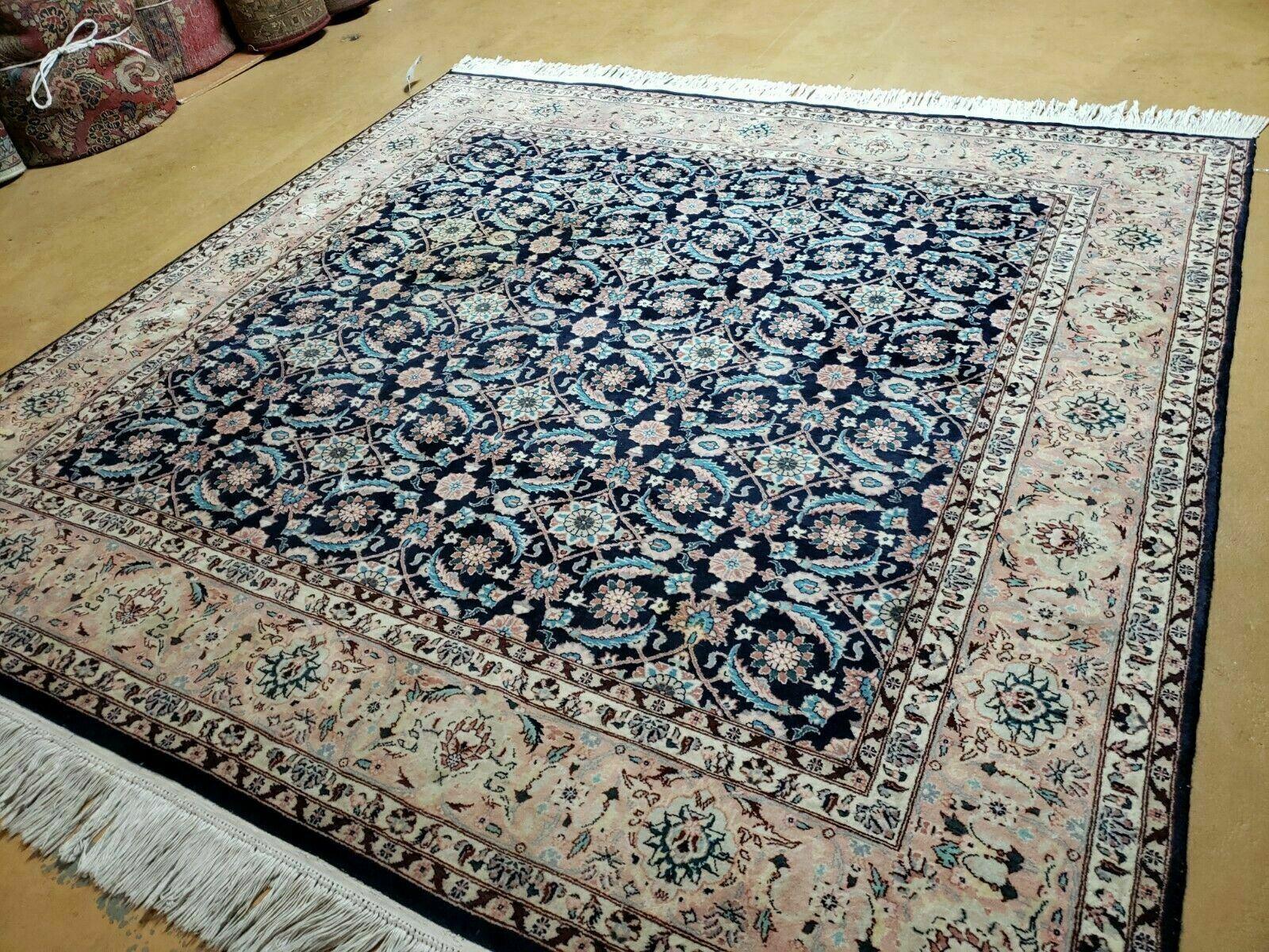 6' X 6' Gorgeous Handmade India Floral Oriental Wool Rug Square Blue Carpet Wow - Jewel Rugs