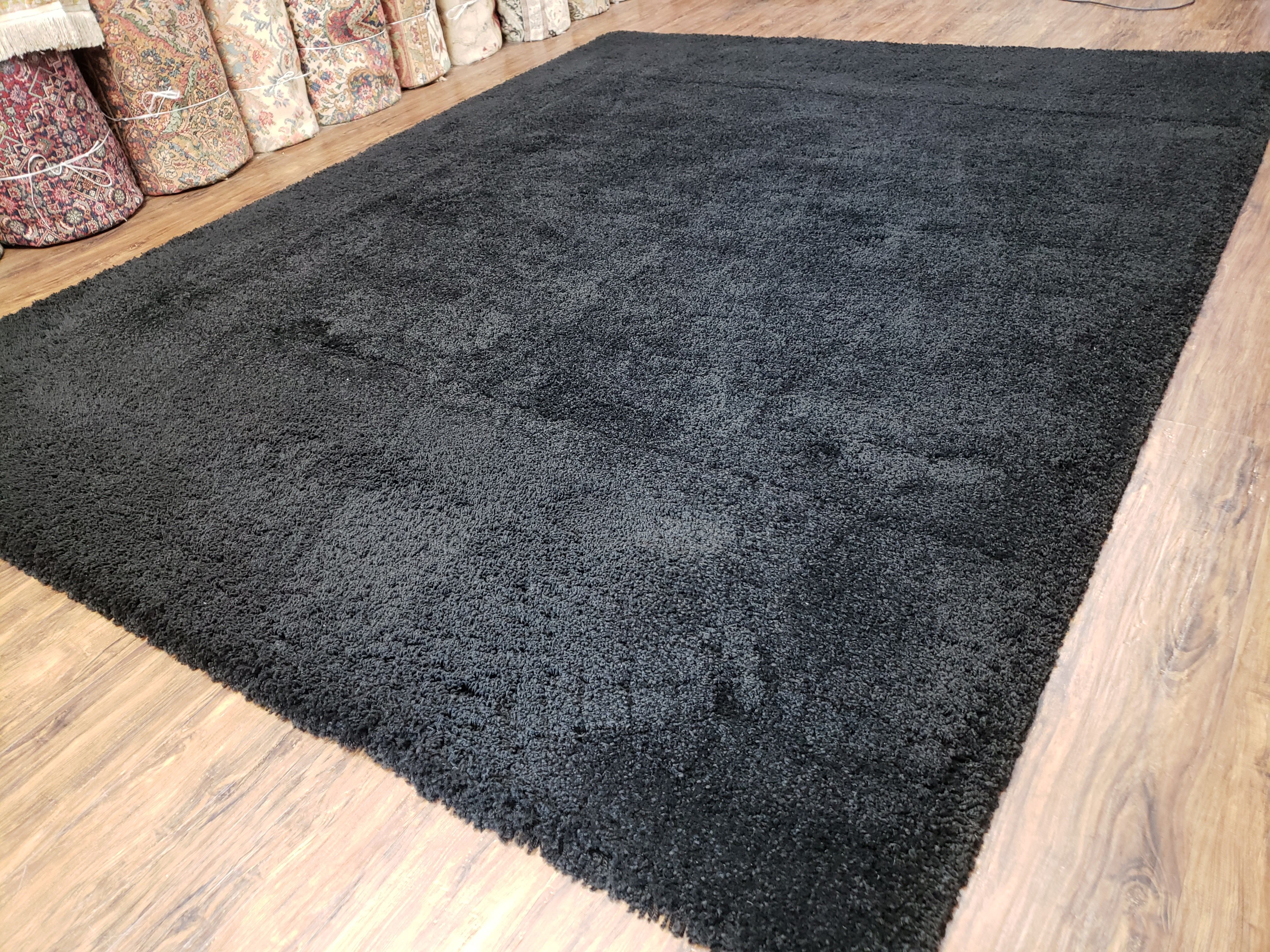 Black Shag Rug 8x10, Savafieh Milan Fluffy Black Carpet, Room Sized Shag Rug, Modern Contemporary Rug, Soft Living Room Rug, Bedroom Rug - Jewel Rugs
