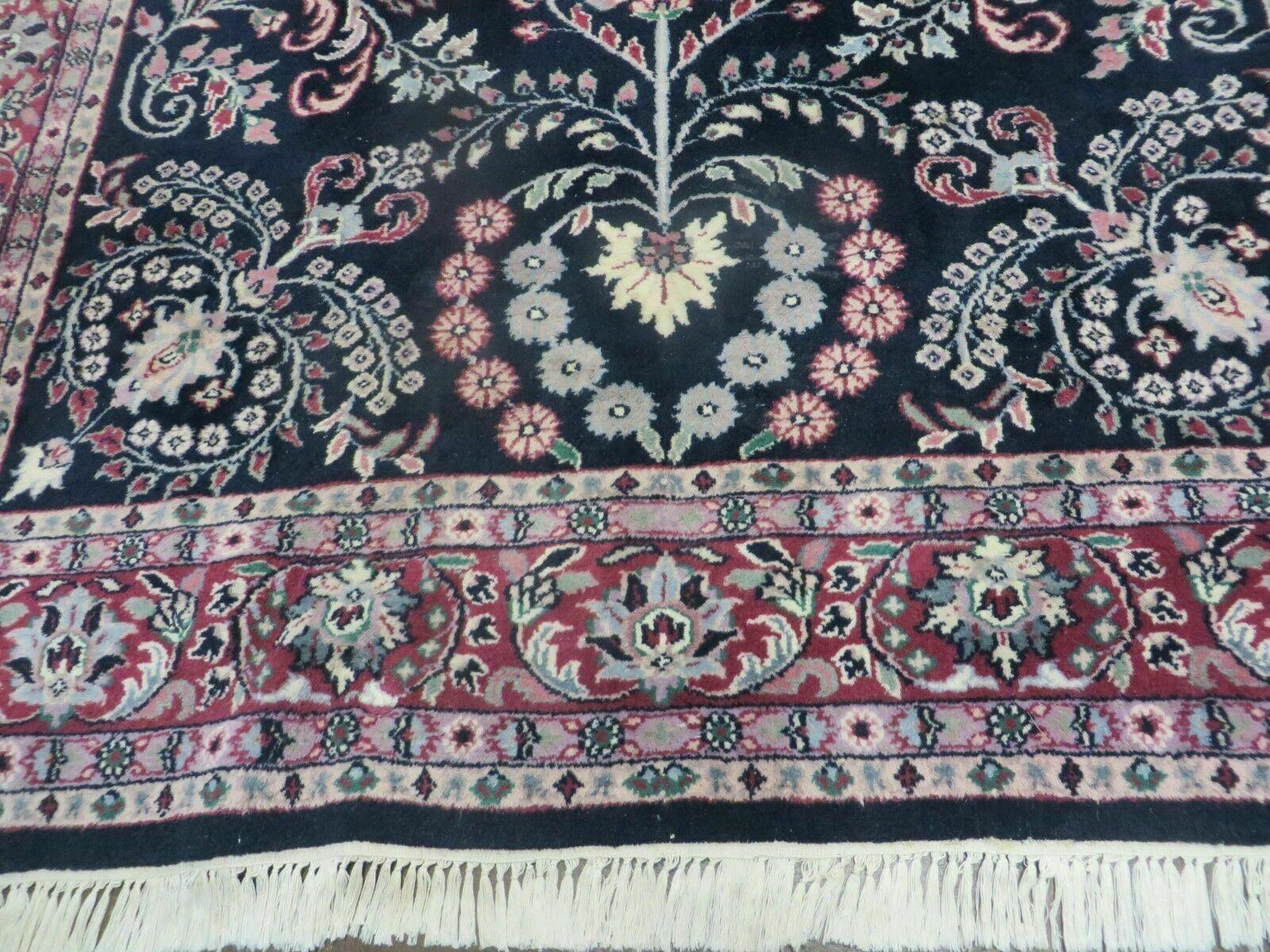 6' X 9' Handmade India Floral Oriental Wool Rug Carpet Blue Organic Dyes Nice - Jewel Rugs