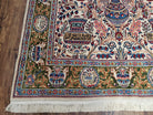 Vintage Persian Ghom Kashmar Rug, Ivory, Wool, Hand-Knotted, 4' 2" x 6' 8" - Jewel Rugs