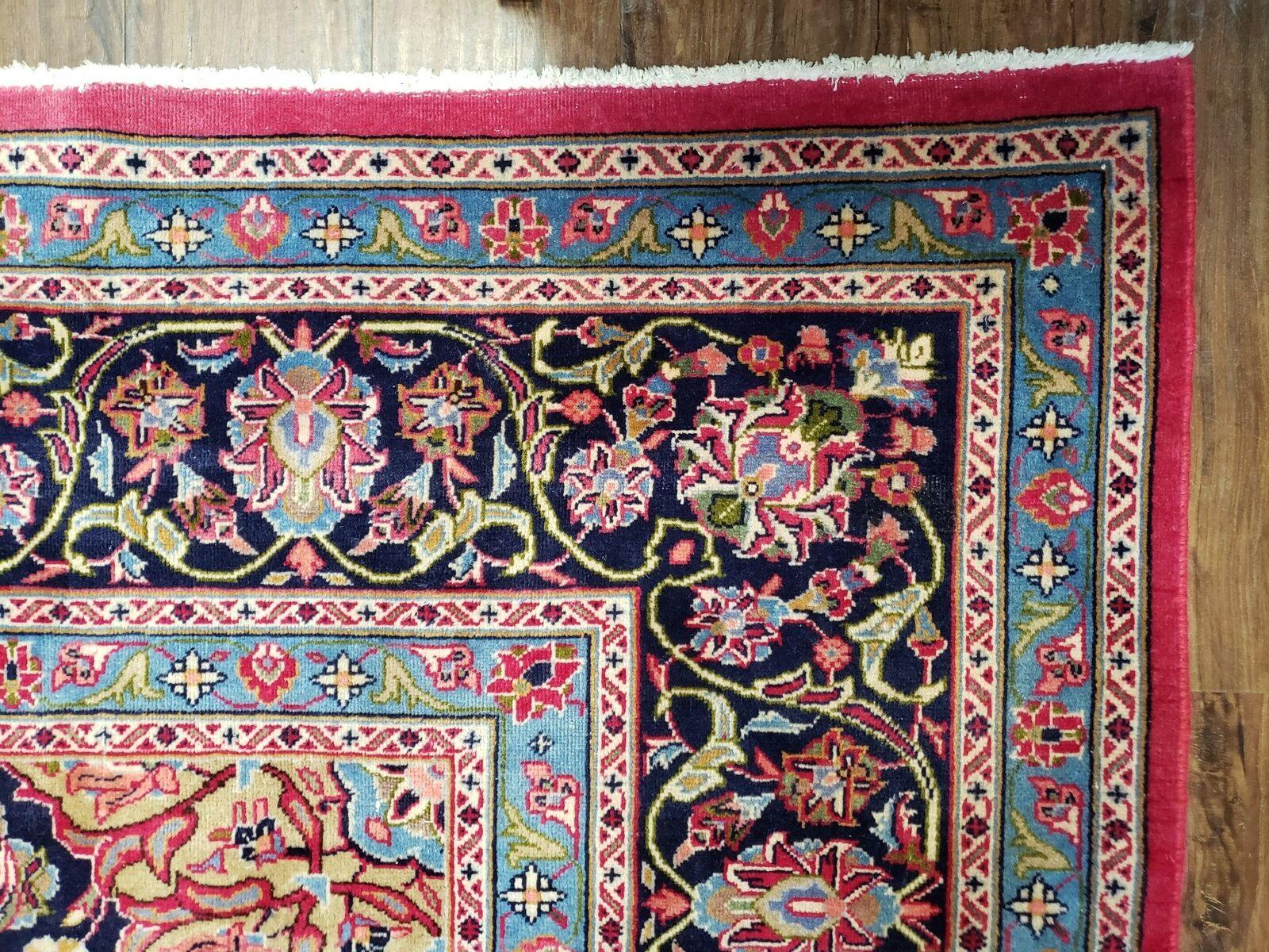 8' X 11' Vintage Handmade Authentic Oriental Wool Rug Pink/Red Teal Wow - Jewel Rugs