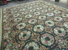 10' X 13' Handmade English Pattern Needlepoint Wool Floral Rug Carpet - Jewel Rugs