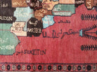 3' 2" X 7" Handmade Afghan Map Tribal Wool War Rug Hand Writing Red Nice - Jewel Rugs