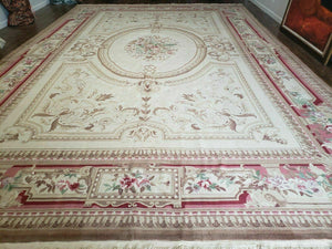 12' X 18' Magnificent Handmade Wool Rug Chinese Aubusson Savonnerie Design Nice - Jewel Rugs