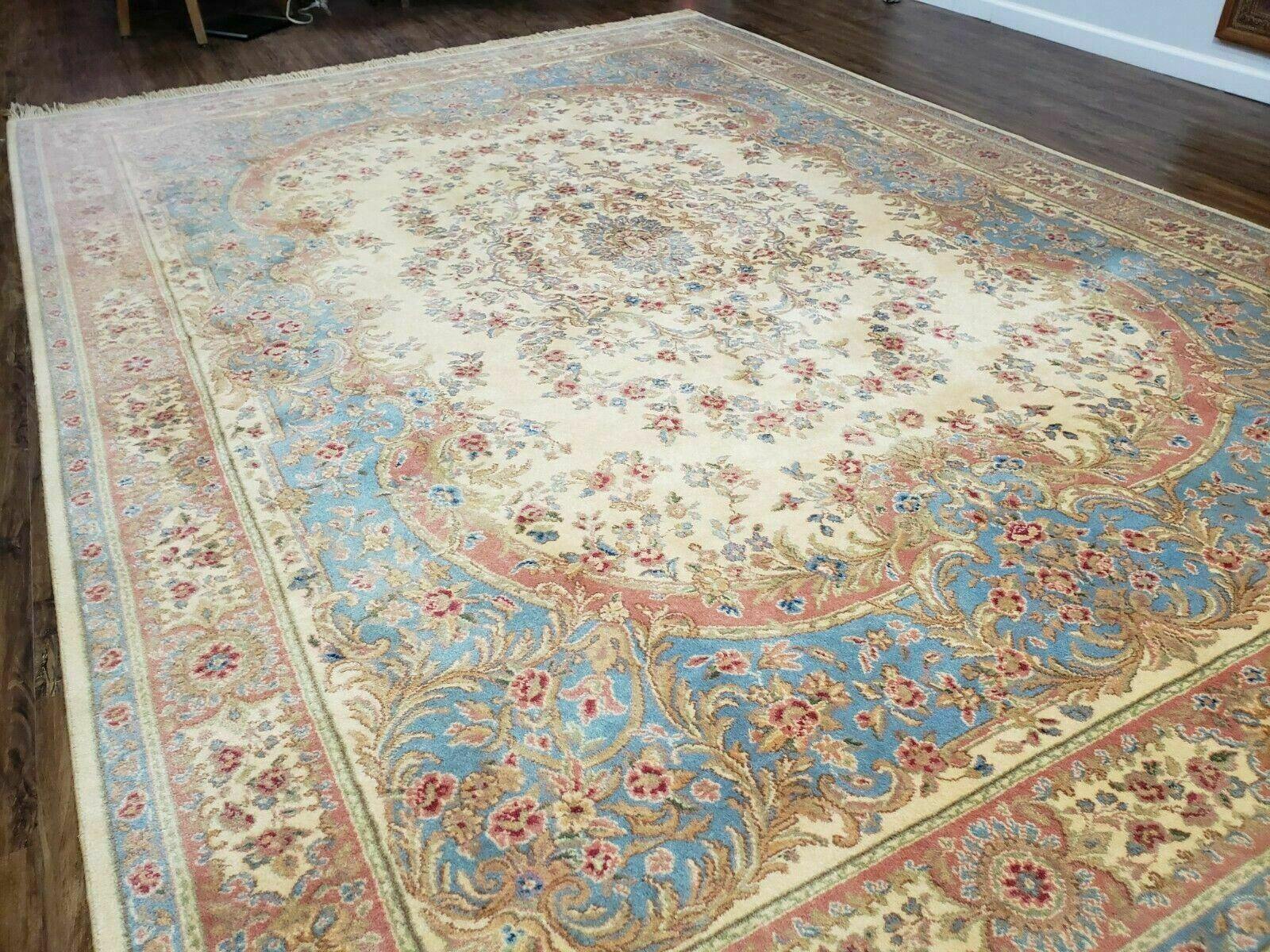 8' 8" X 12' Vintage Karastan Ivory Medallion Kirman #711 American Wool Rug - Jewel Rugs