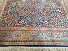 6x9 Turkish Royal Kirman Rug Highly Detailed Vintage Wool Carpet Dark Blue Light Blue Pink Floral Allover Pattern Finely Woven Nice - Jewel Rugs