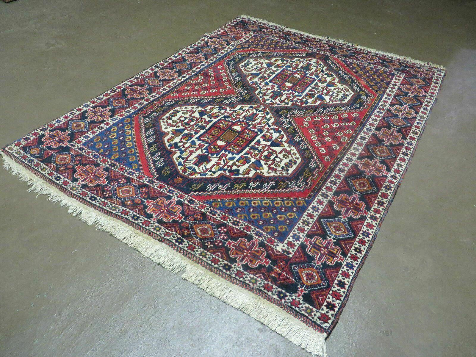 4' X 5.5' Vintage Handmade Turkish Tribal Wool Rug Medallion Nice - Jewel Rugs