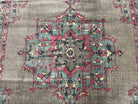 Safavieh Artison Rug 9x12, Turkish Power Loomed Carpet 9 x 12 ft, Antique Heriz Look, Light Gray Light Blue Hot Pink, Medallion Rug - Jewel Rugs